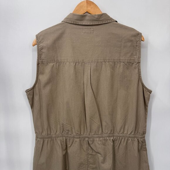 Pact Safari Romper Shortalls Womens XL Khaki Organic Cotton Elastic Waist - Picture 7 of 10